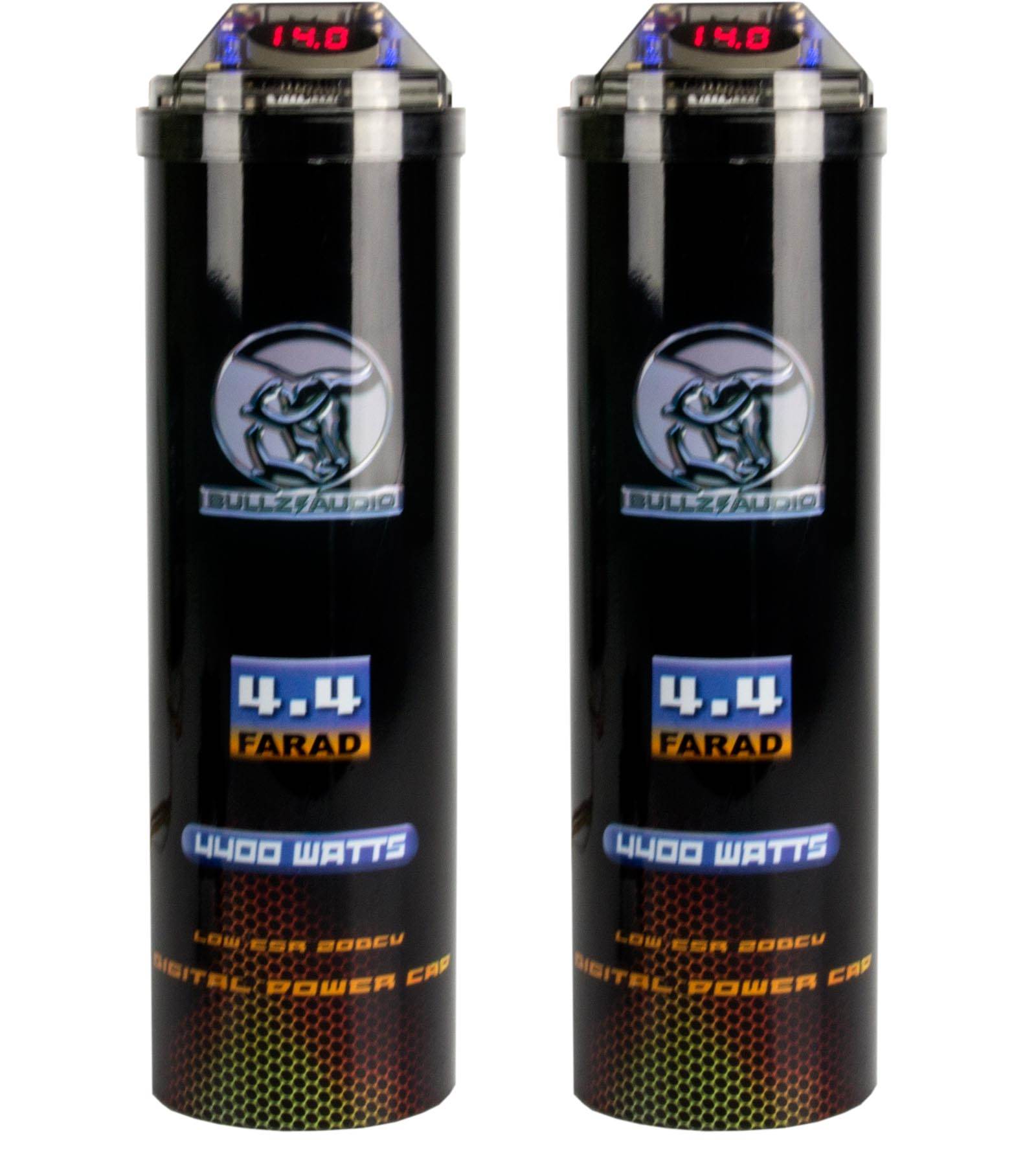 (2) BULLZ AUDIO 4400W 12V BCAP 4.4 Digital Car Power Farad Capacitors | BCAP4.4