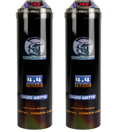 (2) BULLZ AUDIO 4400W 12V BCAP 4.4 Digital Car Power Farad Capacitors | BCAP4.4
