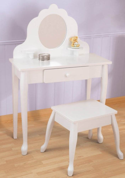 KidKraft Diva White Mirror Vanity Table & Stool Set | 13009