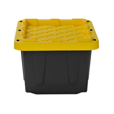 Muscle Rack 5gal Plastic Heavy Duty Storage Box Bin Tote, Black & Yellow, 4 Pack