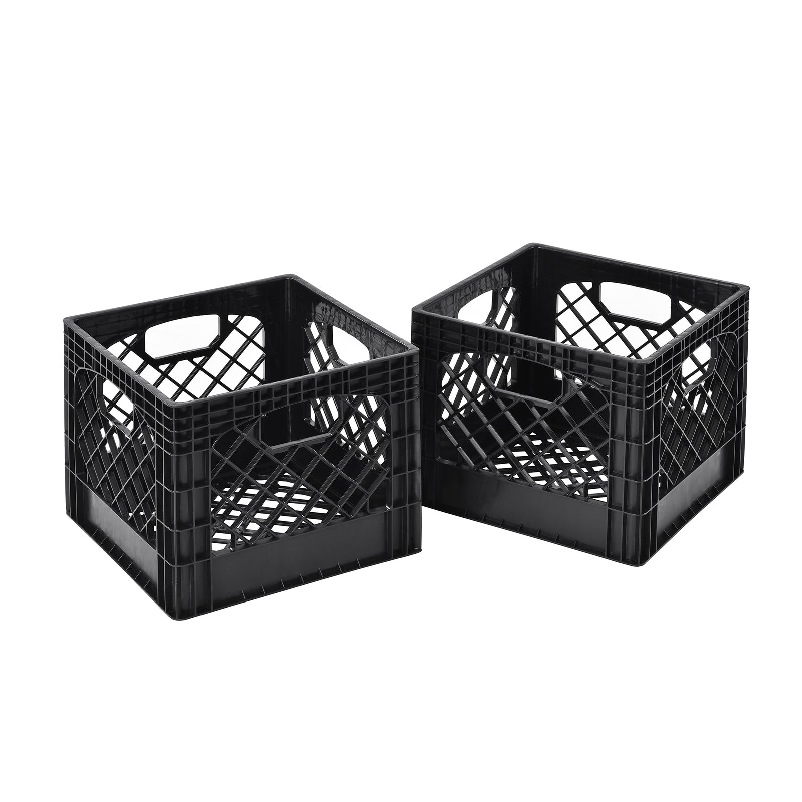 Muscle Rack Plastic Stackable Storage Milk Crate, Black, 2 Pack (Open Box) - VMInnovations
