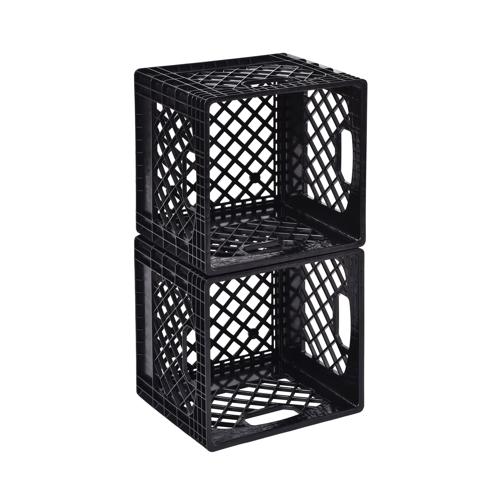 Muscle Rack Plastic Stackable Storage Milk Crate, Black, 2 Pack (Open Box) - VMInnovations