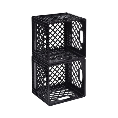 Muscle Rack Plastic Stackable Storage Milk Crate, Black, 2 Pack (Open Box)