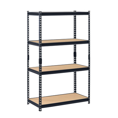 Edsal Adjustable 4 Shelf Durable Steel Storage Organization Shelving Unit, Black - VMInnovations