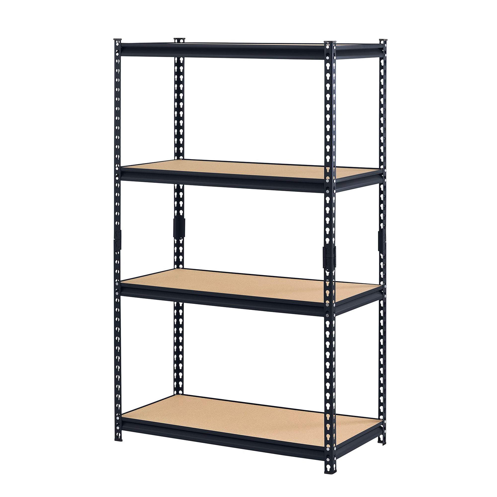 Edsal Adjustable 4 Shelf Durable Steel Storage Organization Shelving Unit, Black - VMInnovations