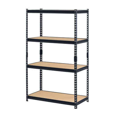 Edsal Adjustable 4 Shelf Durable Steel Storage Organization Shelving Unit, Black - VMInnovations