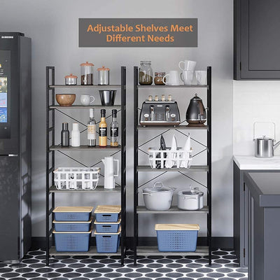 Bestier 5 Tier Adjustable Multifunctional Storage Bookcase 26", Gray (Used) - VMInnovations
