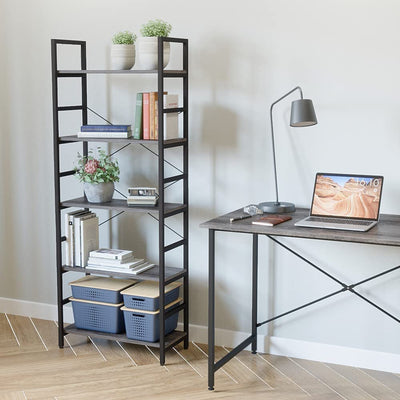 Bestier 5 Tier Adjustable Multifunctional Storage Bookcase 26", Gray (Used) - VMInnovations