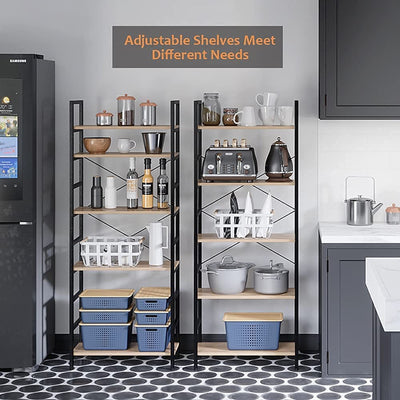 Bestier 5 Tier Adjustable Multifunctional Storage Display Bookcase 26 Inch, Oak - VMInnovations