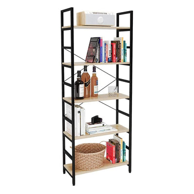 Bestier 5 Tier Adjustable Multifunctional Storage Display Bookcase 26 Inch, Oak - VMInnovations