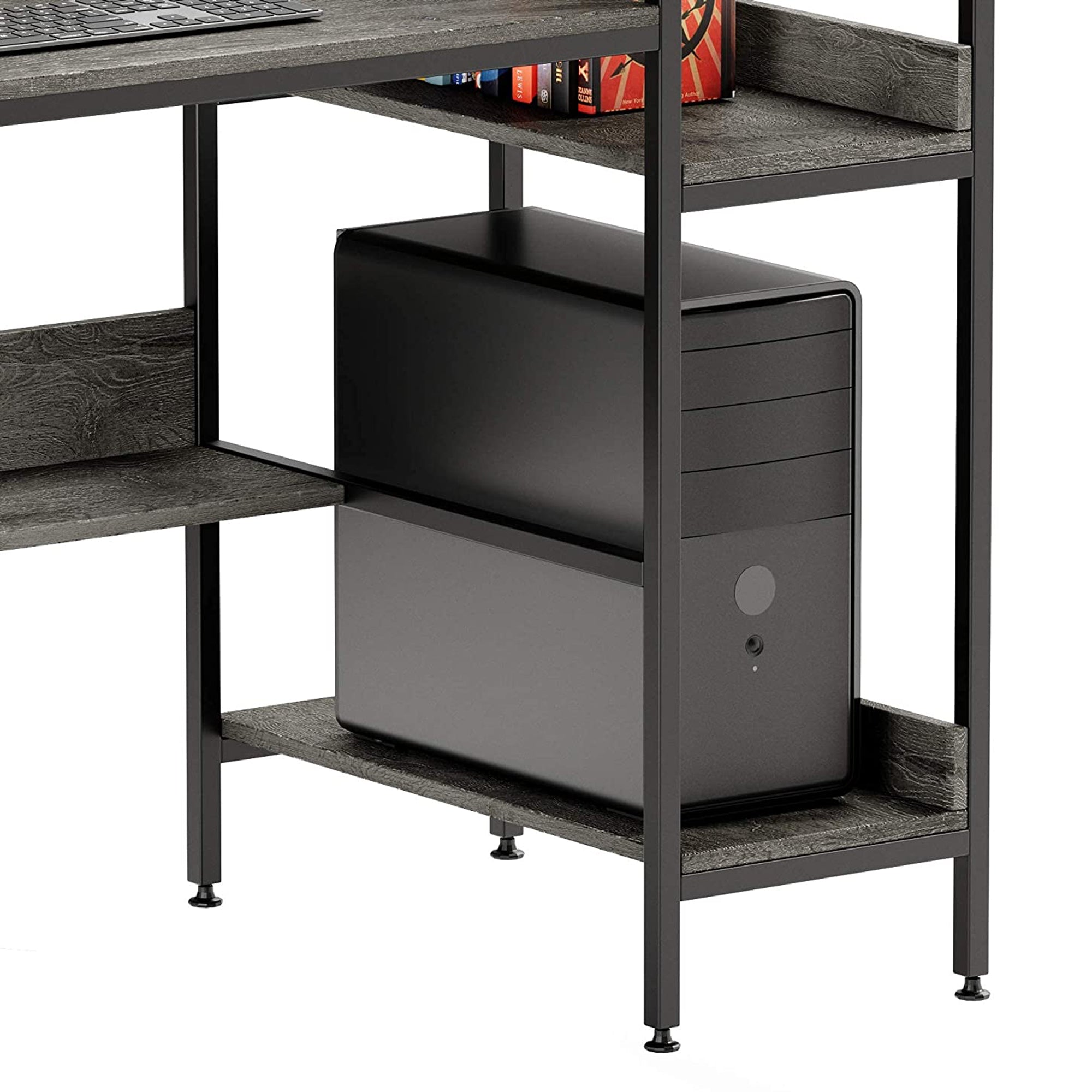 Bestier Computer Office Desk Workstation with Side Storage Shelves (For Parts)
