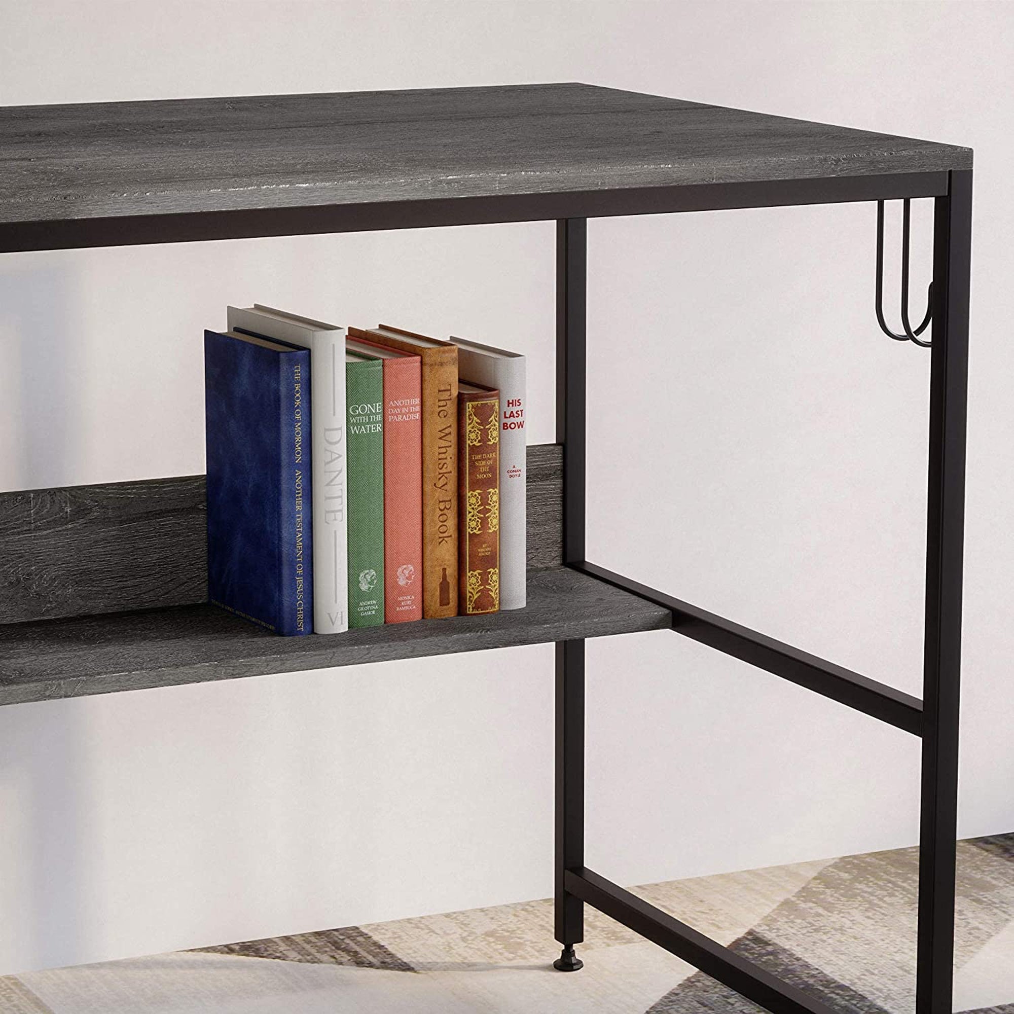 Bestier Computer Office Desk Workstation with Side Storage Shelves (For Parts)