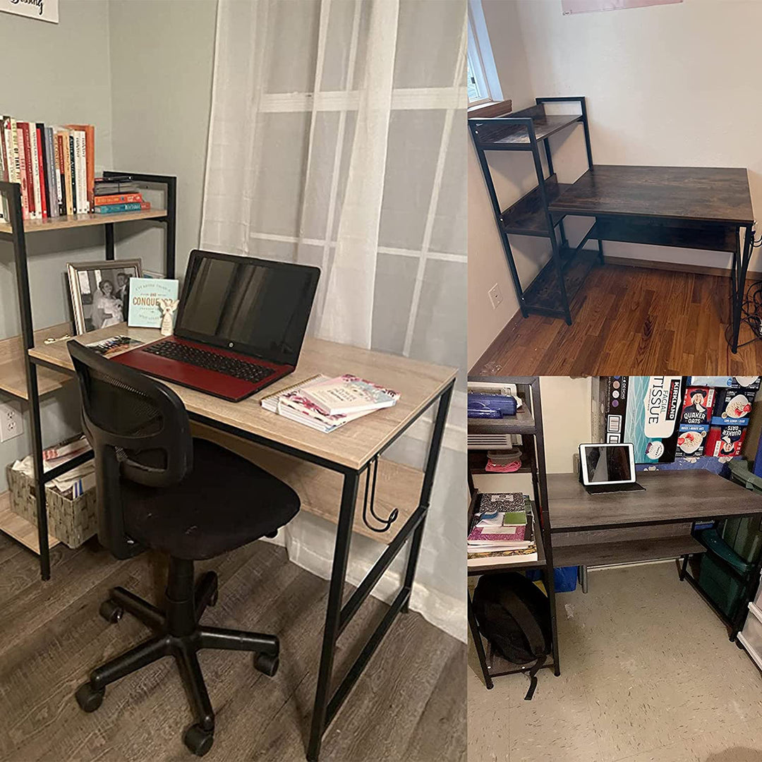 Bestier Computer Office Desk Workstation with Side Storage Shelves (For Parts)