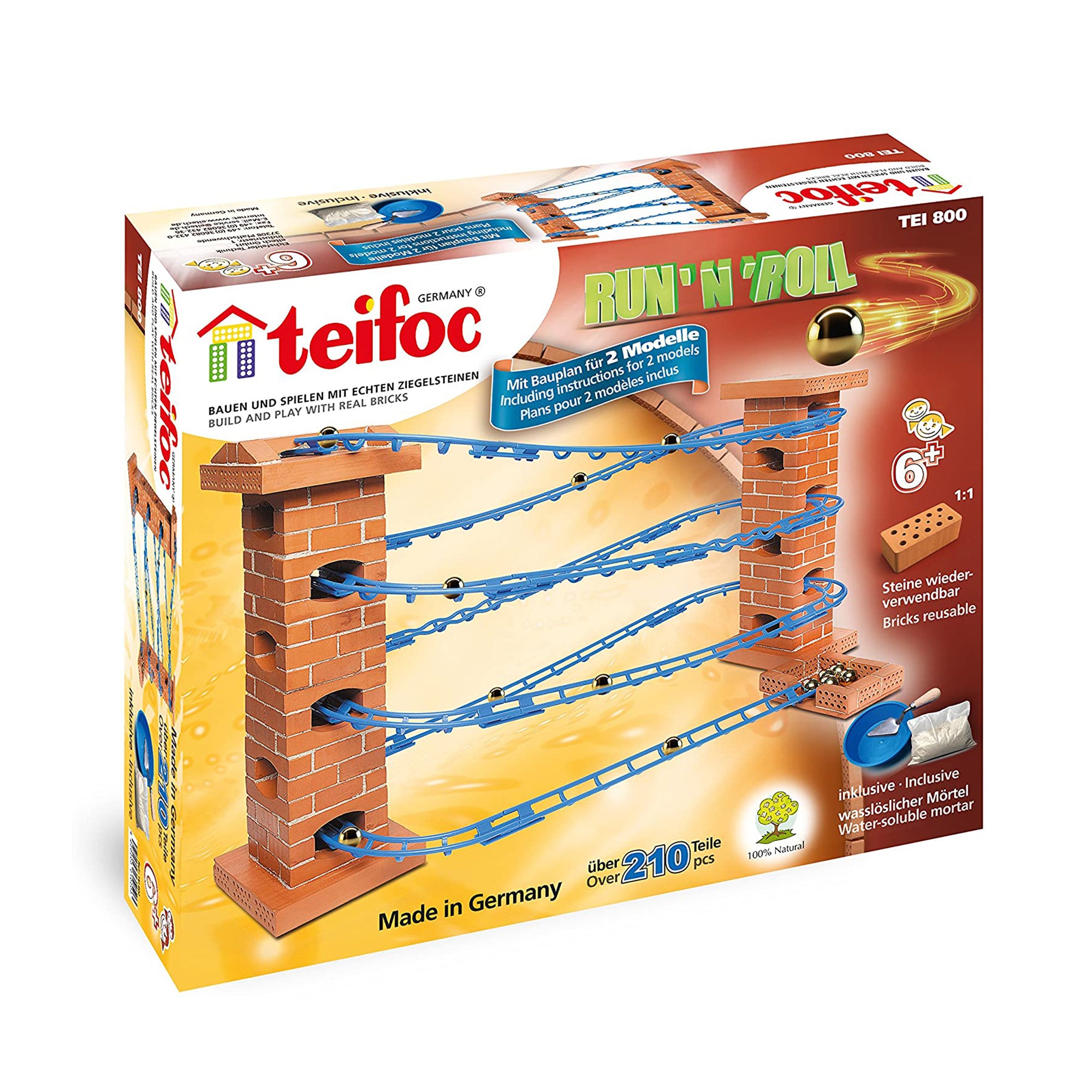 Teifoc 220 Piece Run 'n' Roll Marble Track Toy Set for Educational STEM Play