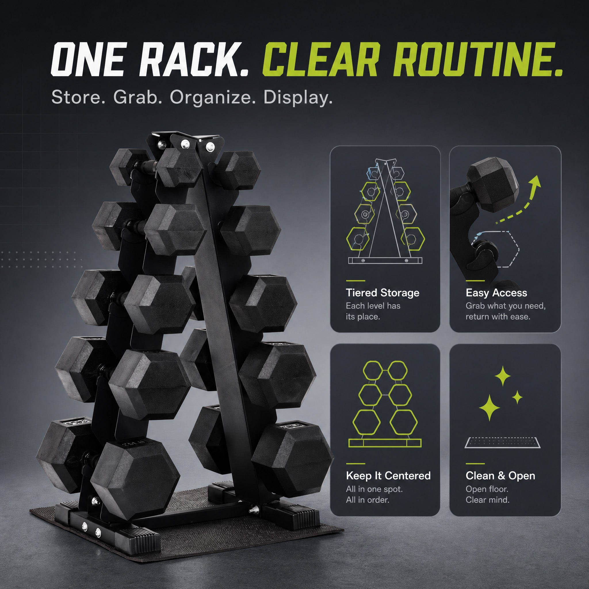 BalanceFrom Dumbbell Set with Stand, Rubber Encased Home Gym Hand Weights, 150lb