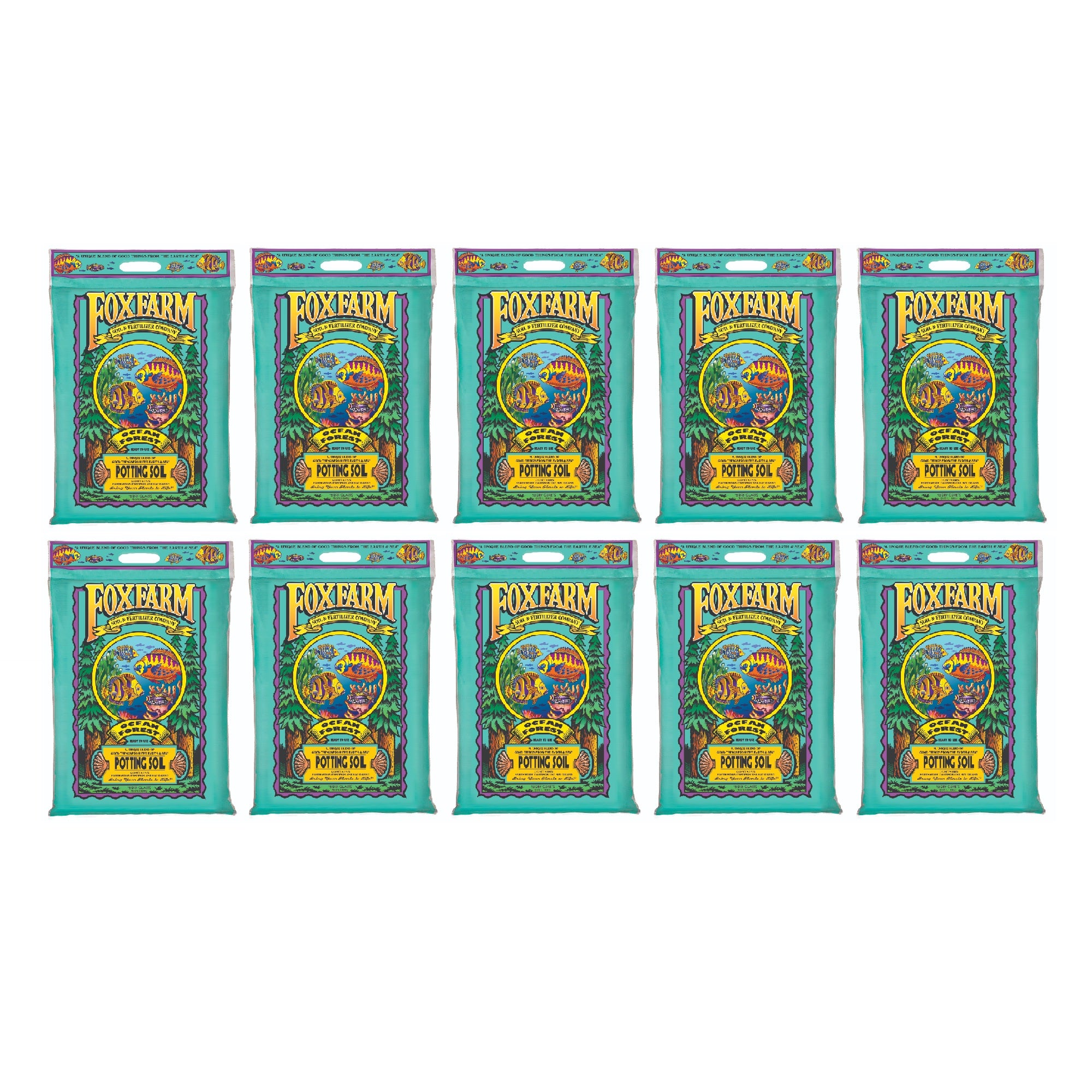 FoxFarm Ocean Forest Organic Garden Potting Soil Mix, 12 Quart Bag (10 Pack) - VMInnovations