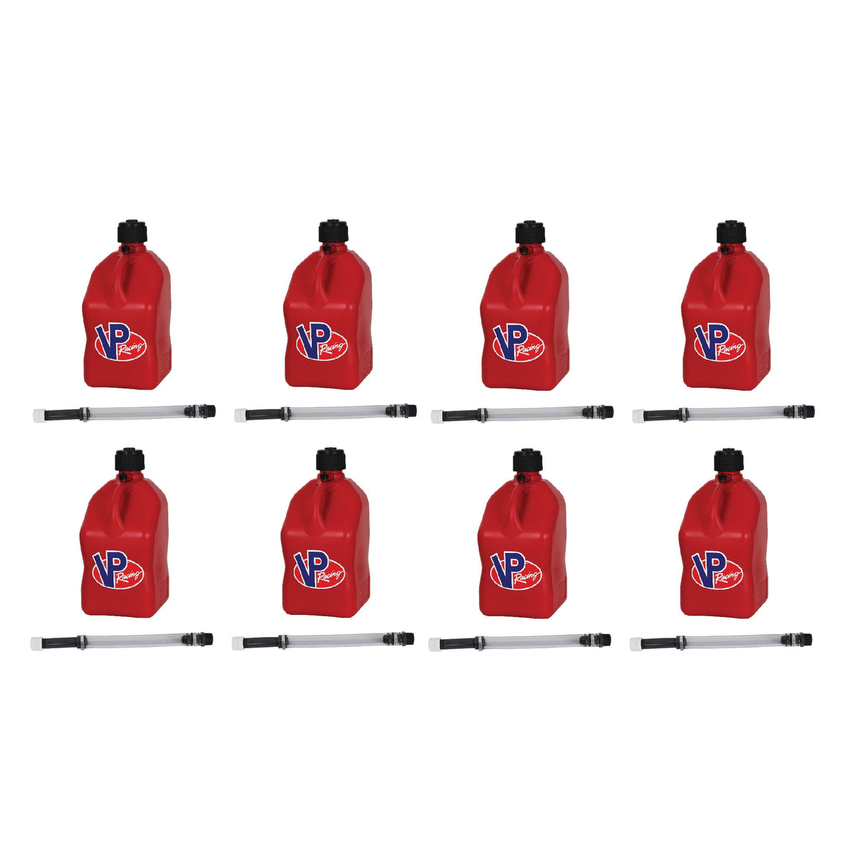 VP Racing Fuels Motorsport 5.5 Gallon Square Plastic Utility Jugs, Red (8 Pack)
