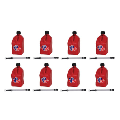 VP Racing Fuels Motorsport 5.5 Gallon Square Plastic Utility Jugs, Red (8 Pack)