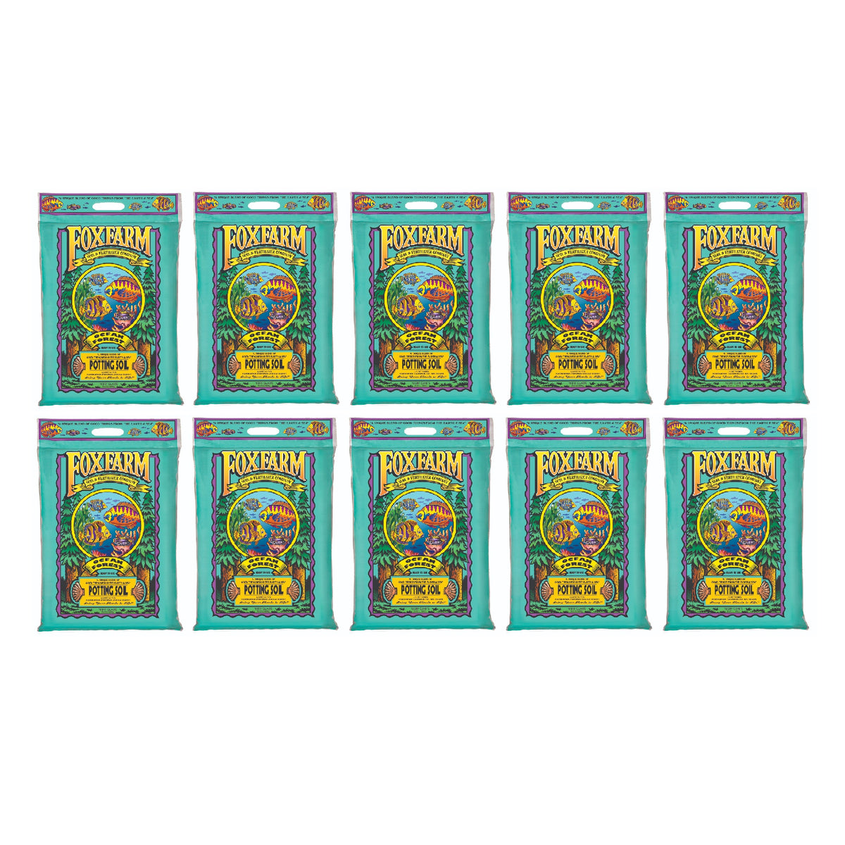 FoxFarm Ocean Forest Organic Garden Potting Soil Mix, 12 Quart Bag (10 Pack)