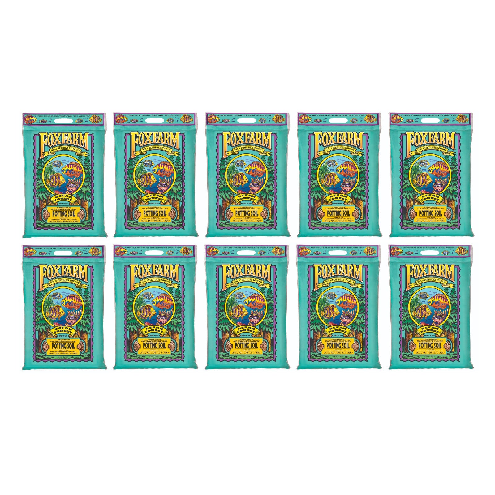 FoxFarm Ocean Forest Organic Garden Potting Soil Mix, 12 Quart Bag (10 Pack) - VMInnovations