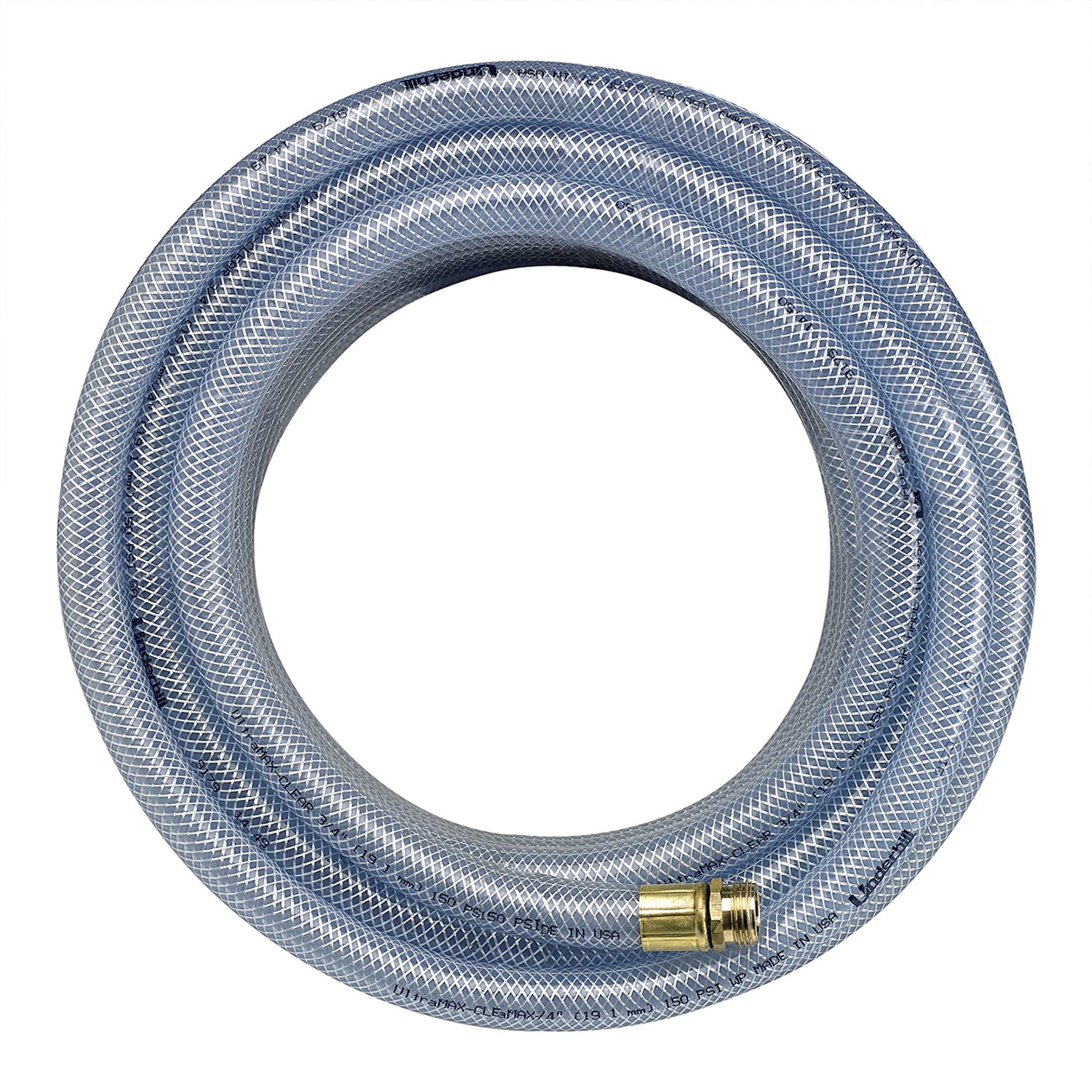 Underhill 50 Ft Clear Water Hose w/ Precision Cloudburst Nozzle & Hose Adapter