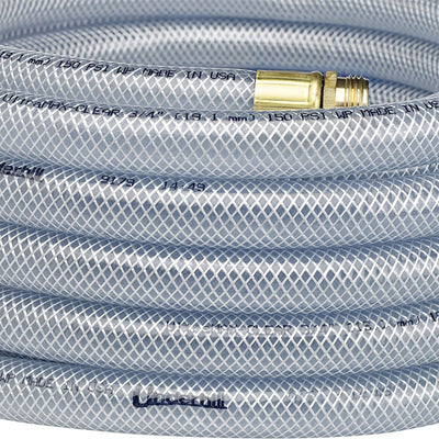 Underhill 50 Ft Clear Water Hose w/ Precision Cloudburst Nozzle & Hose Adapter
