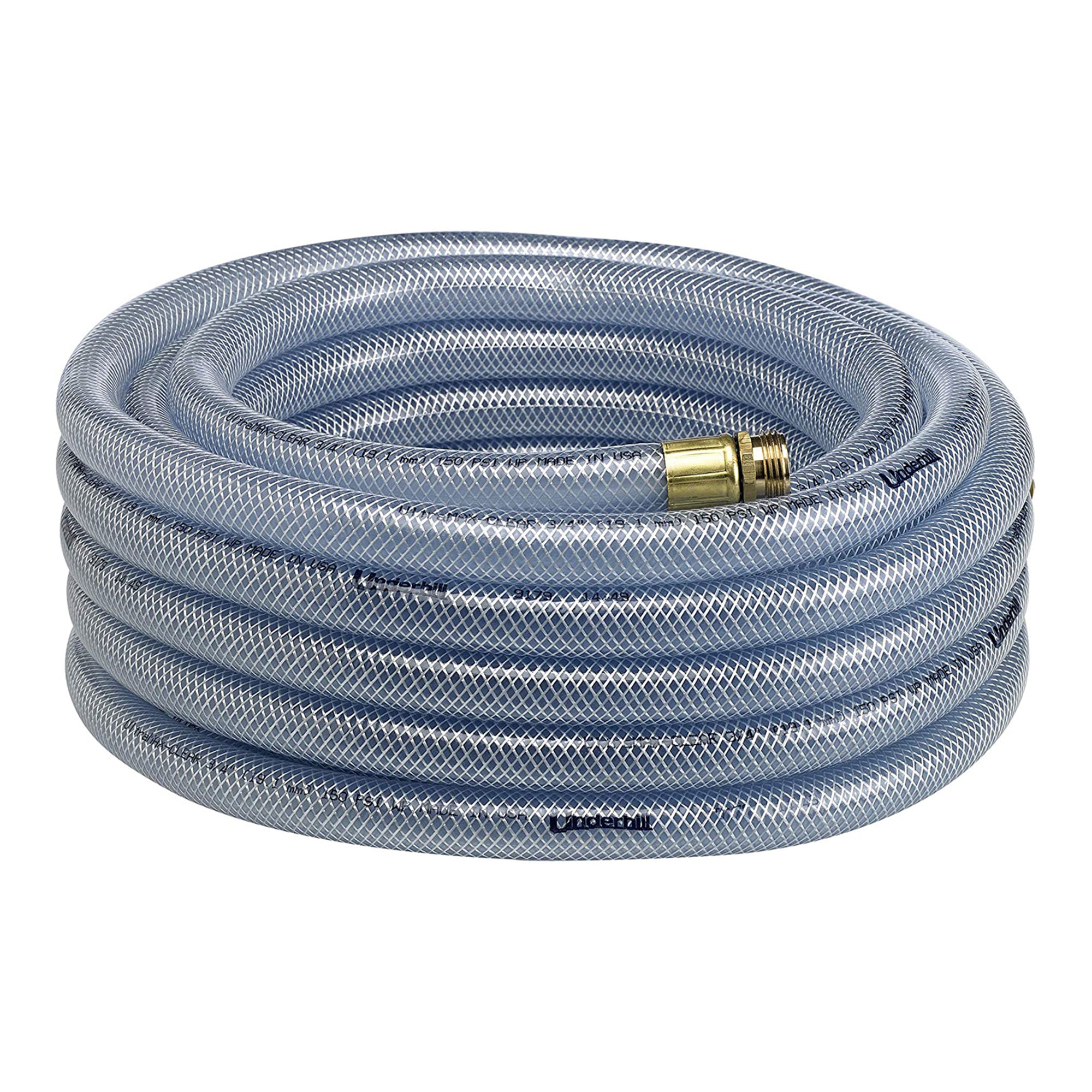 Underhill 100 Ft Clear Water Hose w/ Precision Cloudburst Nozzle & Hose Adapter
