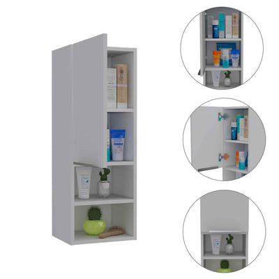 TUHOME MLB3931 4 Shelf Wall Mounted Bathroom Medicine Storage Cabinet, White