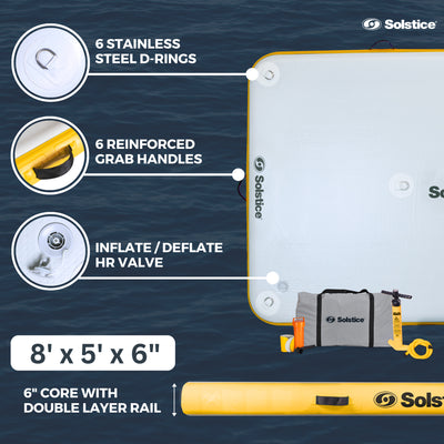 Solstice 8x5 Ft Inflatable Floating Dock Platform & Original Pup Plank Dog Float