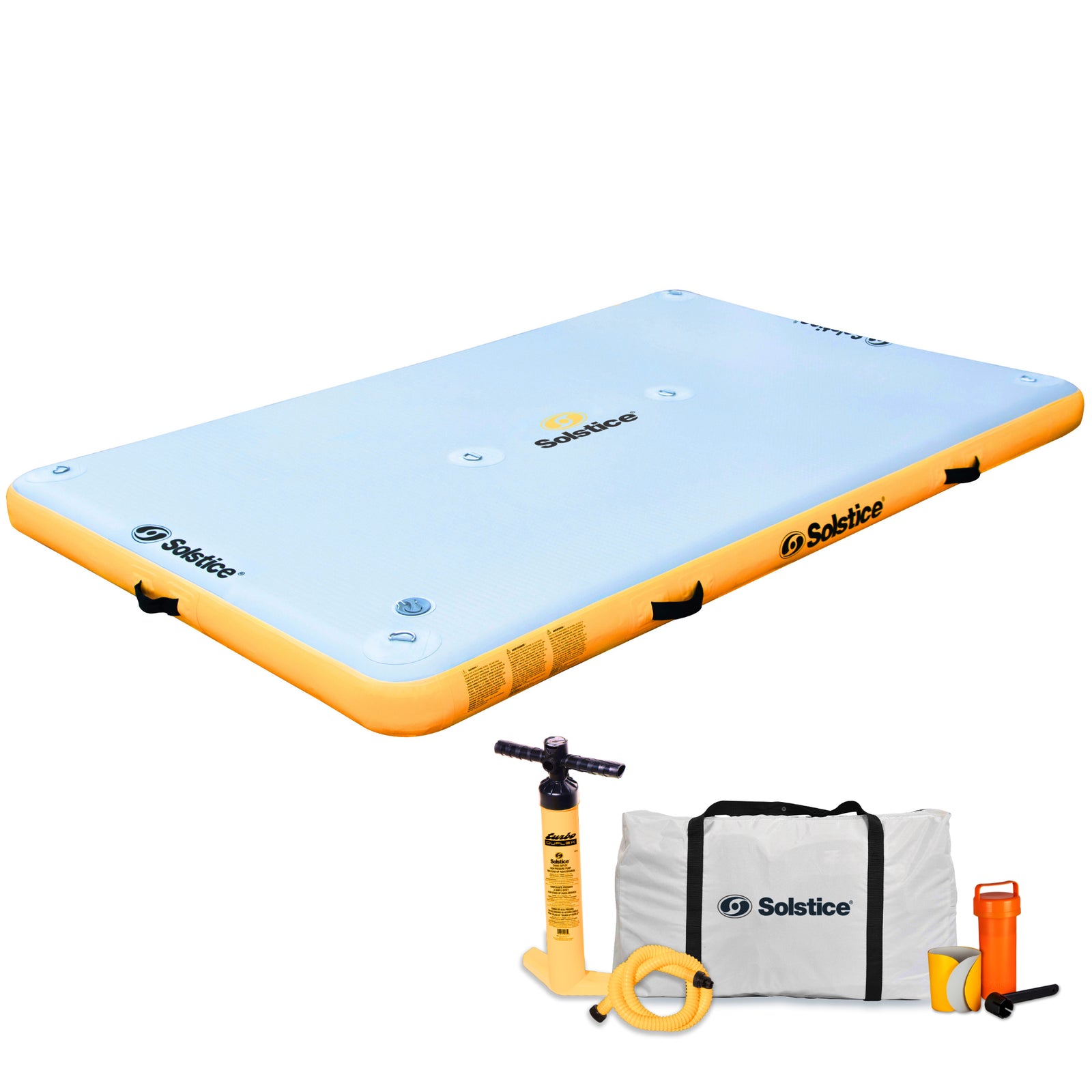 Solstice 8 x 5 ft Inflatable Floating Dock Rafting Platform w/Pump & Bag, Multi - VMInnovations