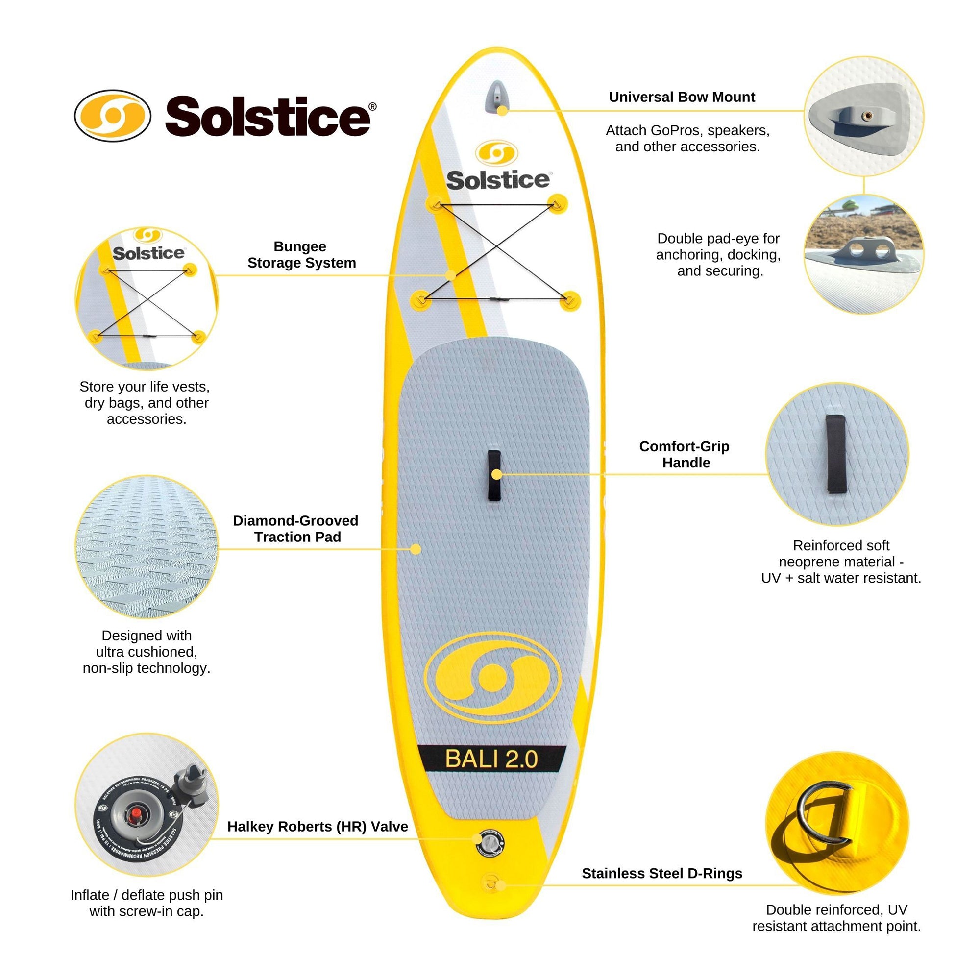 Solstice Watersports Bali 2.0 10.5 Foot Inflatable Stand-Up Paddle Board Kit - VMInnovations