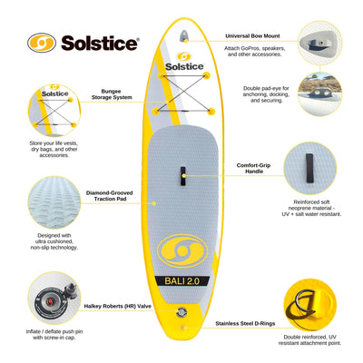 Solstice Watersports Bali 2.0 10.5 Foot Inflatable Stand-Up Paddle Board Kit - VMInnovations