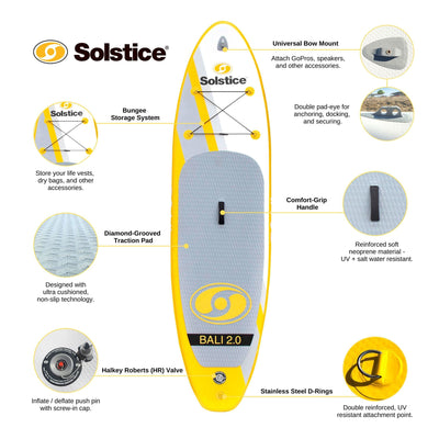 Solstice Watersports Bali 2.0 10.5 Foot Inflatable Stand-Up Paddle Board Kit