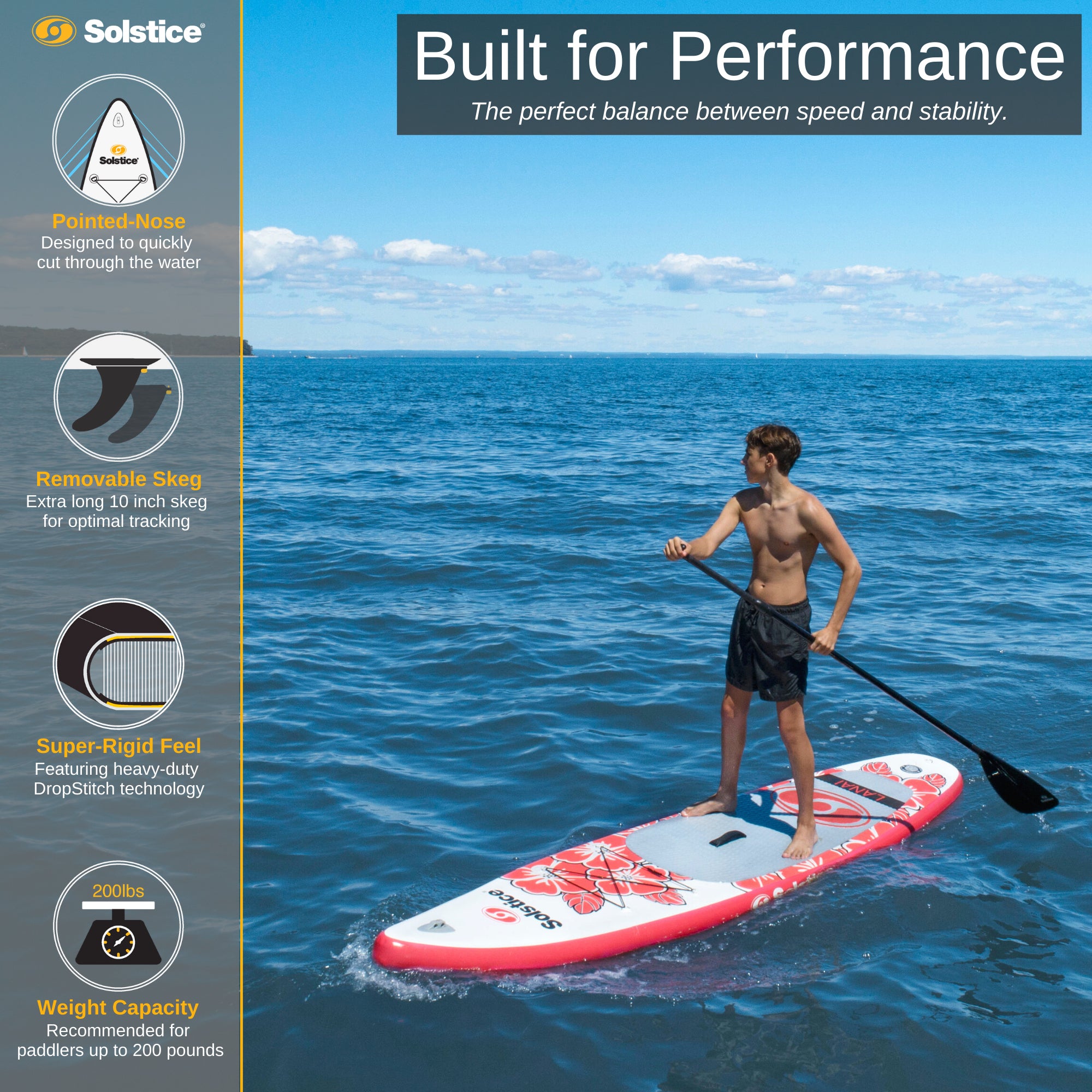 Solstice Watersports Lanai 10 ft Inflatable Stand-Up Paddle Board, Red(Open Box) - VMInnovations