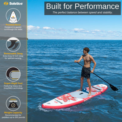 Solstice Watersports Lanai 10 Foot Inflatable Stand-Up Paddle Board Kit, Red - VMInnovations