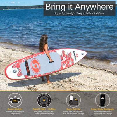 Solstice Watersports Lanai 10 Foot Inflatable Stand-Up Paddle Board Kit, Red - VMInnovations