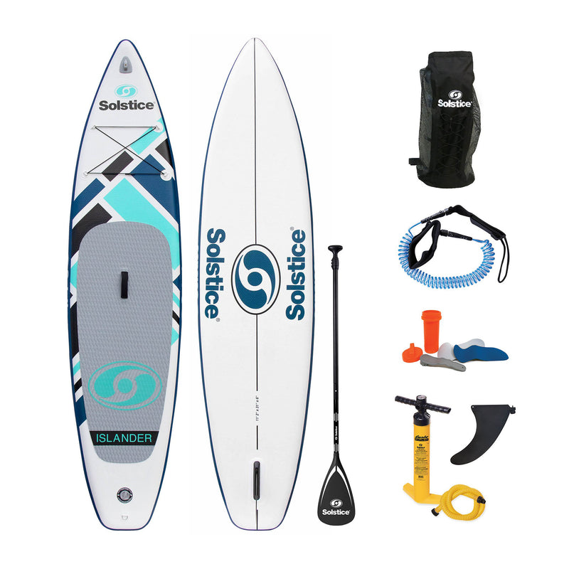 Solstice Watersports Islander 11 Foot Inflatable Stand-Up Paddle Board Kit, Teal