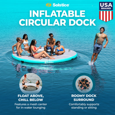 Solstice 10' Inflatable 7-10 Person Mesh Dock Floating Island Platform(Open Box)