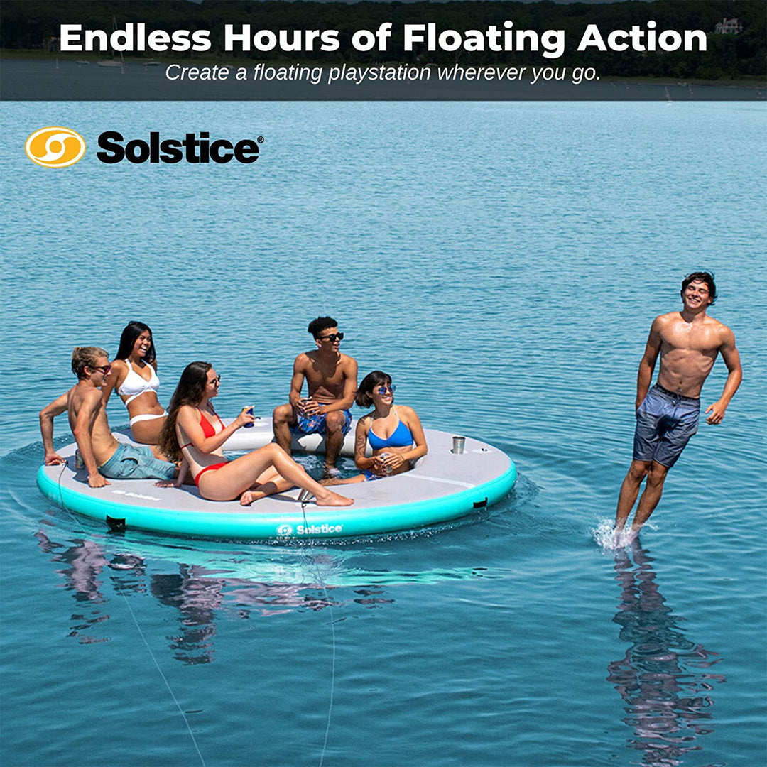 Solstice 10' Inflatable 7-10 Person Circular Mesh Dock Floating Island Platform