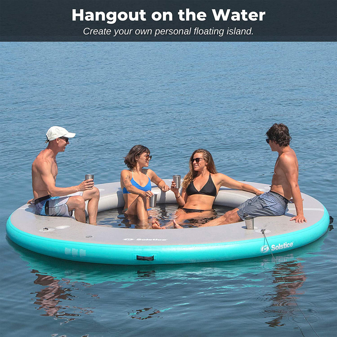 Solstice 10' Inflatable 7-10 Person Circular Mesh Dock Floating Island Platform