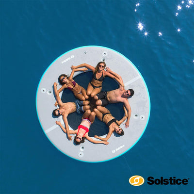 Solstice 10' Inflatable 7-10 Person Circular Mesh Dock Floating Island Platform - VMInnovations