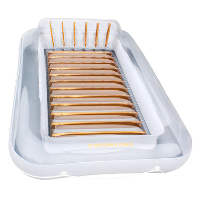 Swimline Luxe Edition Inflatable Suntan Tub Floating Pool Lounger, White & Gold