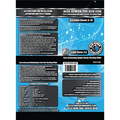 Blue Demon True View Drop In Auto Darkening Variable Shade Welding Hood Filter