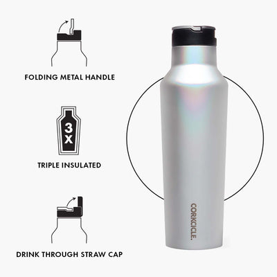 Corkcicle Luxe 20 Ounce Sport Canteen Stainless Steel Water Bottle, Prismatic