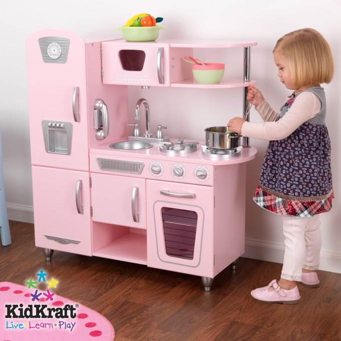 KidKraft Pink Vintage Kitchen Kids Pretend Play Set and Accessories | 53179