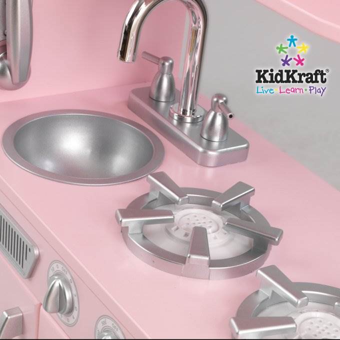 KidKraft Pink Vintage Kitchen Kids Pretend Play Set and Accessories | 53179
