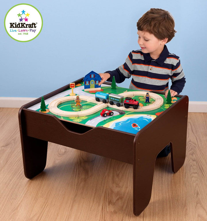 KidKraft 2-in-1 Train & Block Activity Wood Play Table - Espresso | 17577