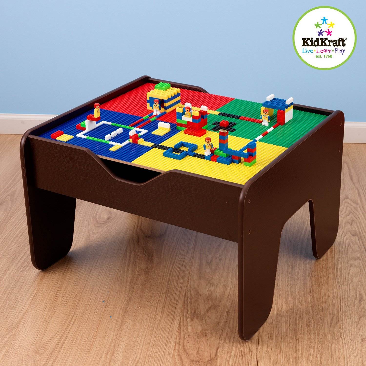KidKraft 2-in-1 Train & Block Activity Wood Play Table - Espresso | 17577 (Used)