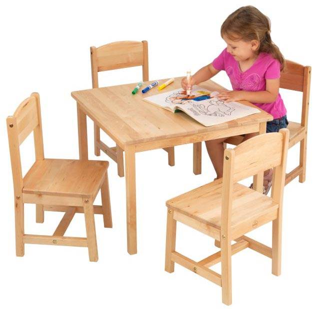 KidKraft Birch Farmhouse Wood Table & Four Chair Set