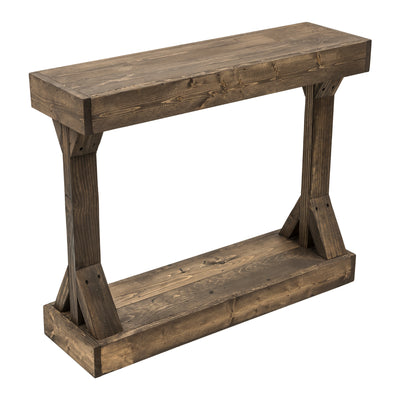 del Hutson Designs Barb Rustic Wood Farmhouse Console Table, Small, Dark Walnut